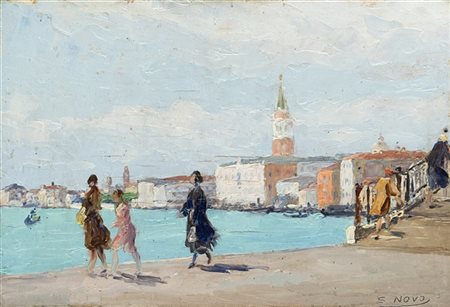 Stefano Novo "Fondamenta a Venezia" 
olio su compensato (cm 16,5x25,5)
Firmato i