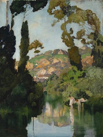 André Lagrange "Paysage (Le Loire)" 1930
olio su tela (cm 130x97) 
Firmato e dat