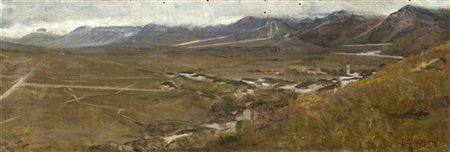 Guglielmo Ciardi "Altopiano di Asiago" 1898
olio su tela (cm 20x60)
Firmato e da