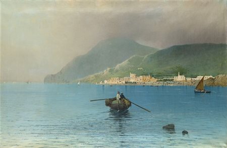 Salvatore Petruolo "Amalfi" 1888
olio su tela (cm 105x148)
Firmato e datato in b