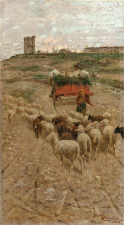 Niccolò Cannicci "Strada facendo" 1898
olio su tavola (cm 56x31)
Firmato e datat