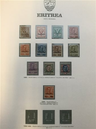 ERITREA 1893/1936
Collezione del periodo montata su fogli d'album GBE. Da esami