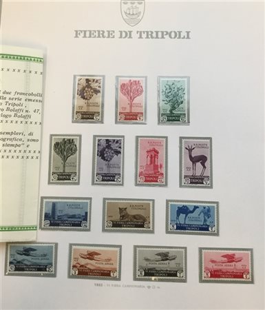 GIRI COLONIALI: FIERE DI TRIPOLI 1927/1939
Collezione completa di 13 serie, con