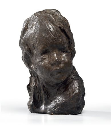 Medardo Rosso Torino 1858 - Milano 1928 Enfant juif Scultura in cera nera su...