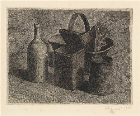 Giorgio Morandi Bologna 1890 - 1964 Natura morta con il cestino del pane...