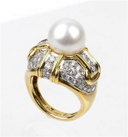 Chaumette, anello in oro giallo con perla coltivata giapponese