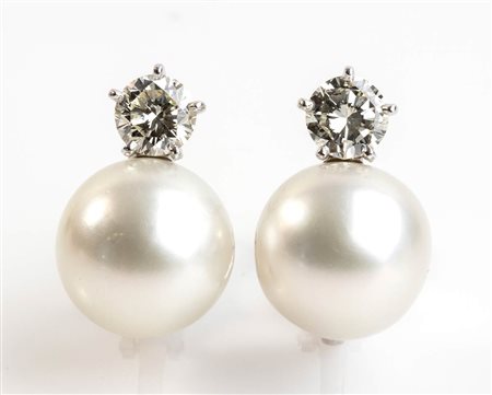 orecchini perle coltivate e diamanti