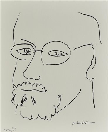 Henri Matisse AUTORITRATTO litografia su carta (d'apres), cm 43x33,5; es....