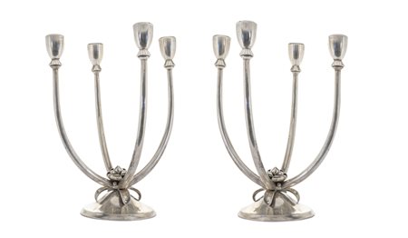 Coppia candelabri in argento