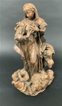 Gruppo in terracotta raffigurante ascensione della Vergine, secolo XVIII (h cm