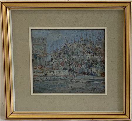 Luigi Mantovani "San Marco Venezia" olio su tavola (cm 22x25) Firmato e datato 1