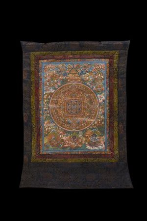 Thangka raffigurante Mandala (difetti)
Tibet, secolo XIX
(58,5x42 cm.)