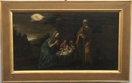 Scuola della fine del secolo XVII - inizio XVIII "Natività" olio su tavola (cm