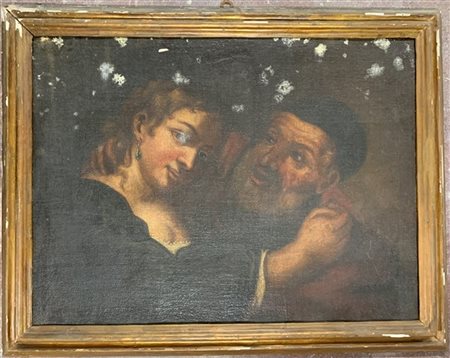 Ignoto "Figure" olio su tela (cm 51x70) (difetti e restauri) In cornice