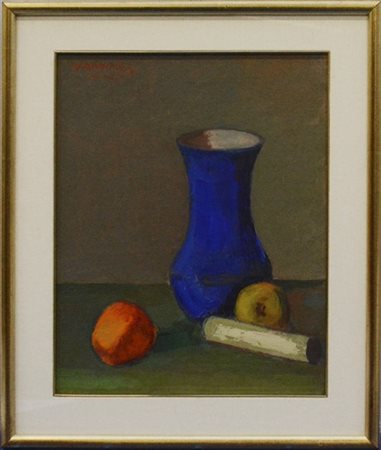 Yervant der Mossighian detto Vanadur "Composizione con vaso blu" olio su tela (c