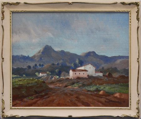 Dante Montanari "Paesaggio marchigiano" dipinto ad olio (cm 46x55) Firmato in ba