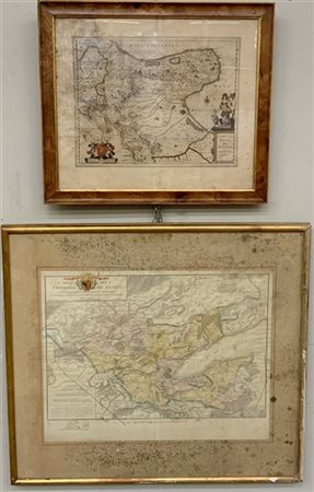 [CARTOGRAFIA] Lotto di due mappe in cornice: MALLET Henry. Carte des environs d