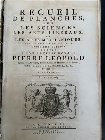 DIDEROT D’ALEMBERT. Recueil de planches sur les sciences. Livorno: imprimerie d