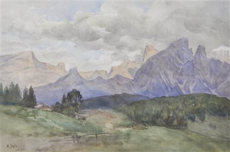 (Bozen/Bolzano 1875 – 1947), Lo Sciliar visto dal Renon, 1941, Olio su tela...