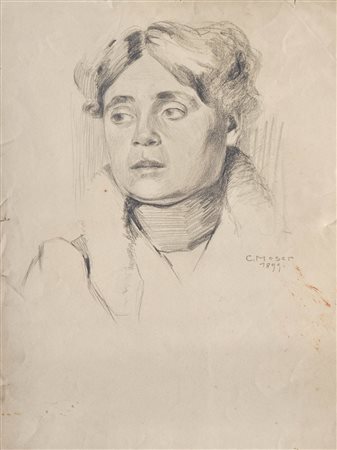 Carl Moser (Bozen/Bolzano 1873 – 1939) Ritratto femminile, 1899;Gessetti...