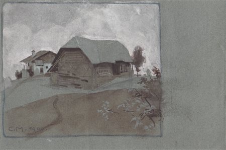 Carl Moser Masi sul Renon, 1900;China acquerellata e biacca su cartoncino...