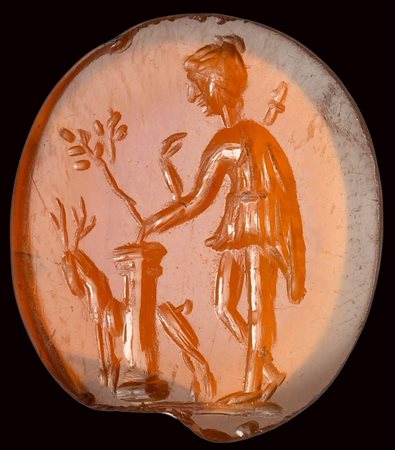 A large roman carnelian intaglio. Artemis. 