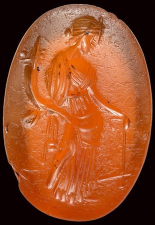 A roman carnelian intaglio. Fortuna-Tyche.