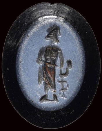 A roman nicolo intaglio. Asclepius. 