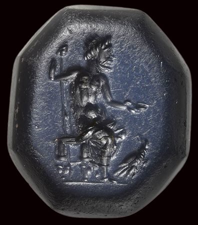 A roman nicolo intaglio. Zeus with the eagle. 