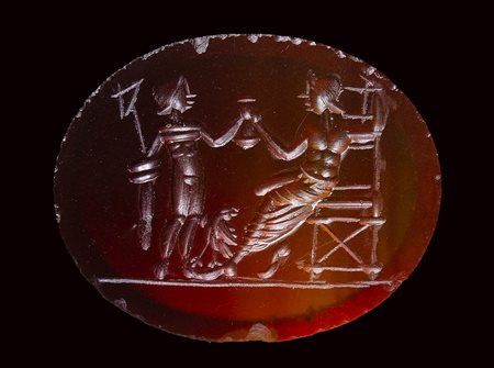 A large roman carnelian intaglio. Mythological scene. 