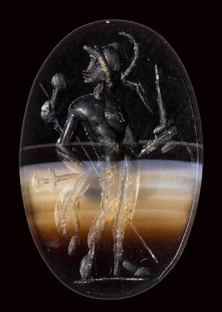 A roman banded agate intaglio. Warrior. 