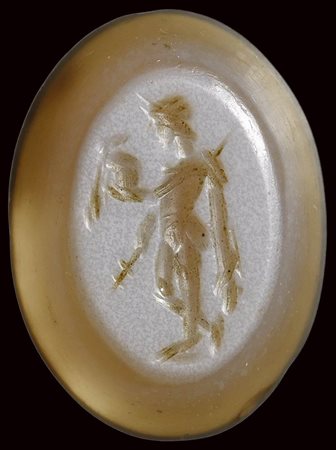 A roman nicolo agate intaglio. Warrior. 