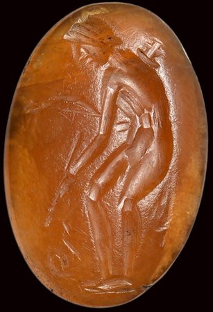 A roman agate intaglio. Apollo with a snake. 