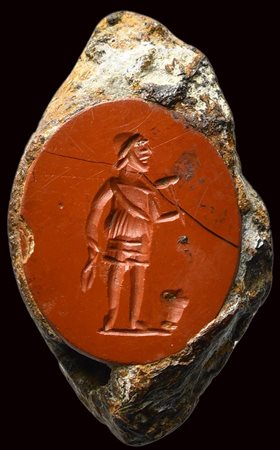 A roman red jasper intaglio. Hephaestus.