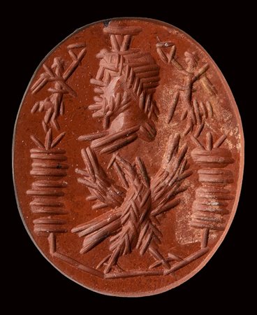 A roman red jasper intaglio. Allegory of Zeus. 