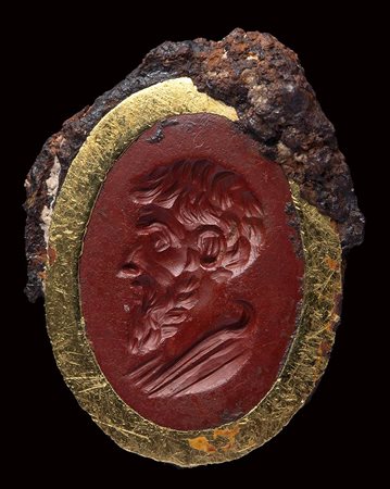 A roman red jasper intaglio. Philosopher.