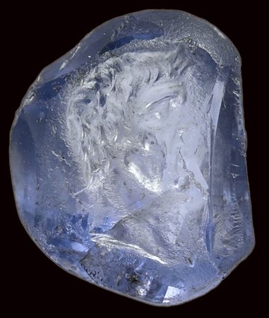 A roman sapphire intaglio. Bust of male ruler. 