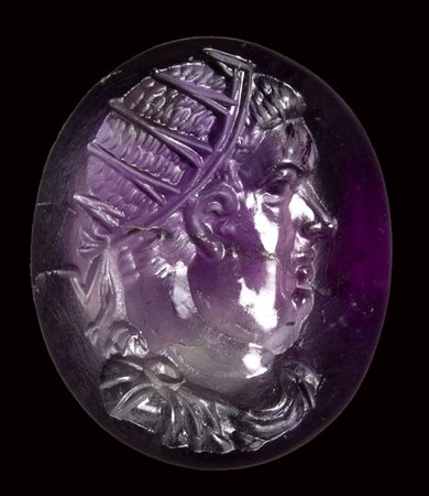 A fine roman amethyst intaglio. Portrait of the Emperor Balbinus.