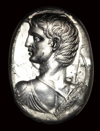 A neoclassical glass impression. Bust of Archer.