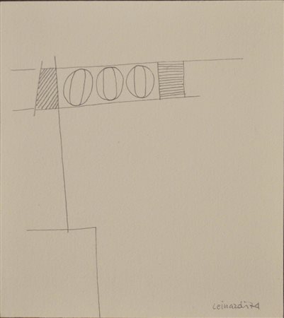 Ermanno Leinardi COMPOSIZIONE matita su cartincino, cm 16x18 firma e data...