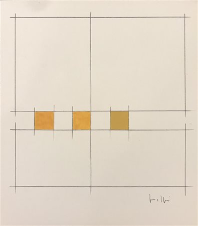 Ignoto COMPOSIZIONE acrilico e penna su cartoncino, cm 18x16 firma