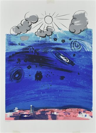 Raoul Dufy PLANETARIO litografia su carta (d'apres), cm 48x33,5; LXV/CC firma...