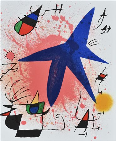 Joan Miro' SENZA TITOLO litografia su carta (d'apres), cm 34x26; litografia...