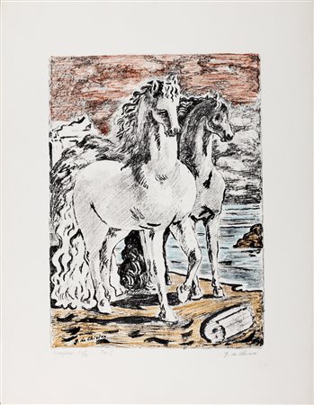 Giorgio de Chirico (Volos 1888-Roma 1978)  - Cavalli antichi, 1966