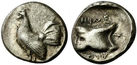 Sicily, Himera, Drachm, ca. 475-470 BC; AR (g 4,28; mm 16; h 12); Cock...