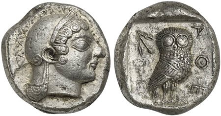 Attica, Athens, Tetradrachm, ca. 500-480 BC; AR (g 16,98; mm 22; h 6); Head...