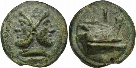 Roman Republic, Janus/Prow to r. series, Cast As, Rome, ca. 225-217 BC; AE (g...