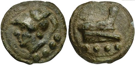 Roman Republic, Janus/Prow to r. series, Cast Triens, Rome, ca. 225-217 BC;...