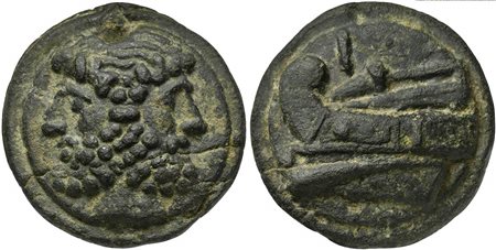Roman Republic, Janus/Prow to l. series, Cast As, Rome, ca. 225-217 BC; AE (g...