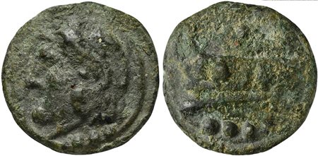 Roman Republic, Semilibral series, Cast Quadrans, Rome, ca. 217-215 BC; AE (g...
